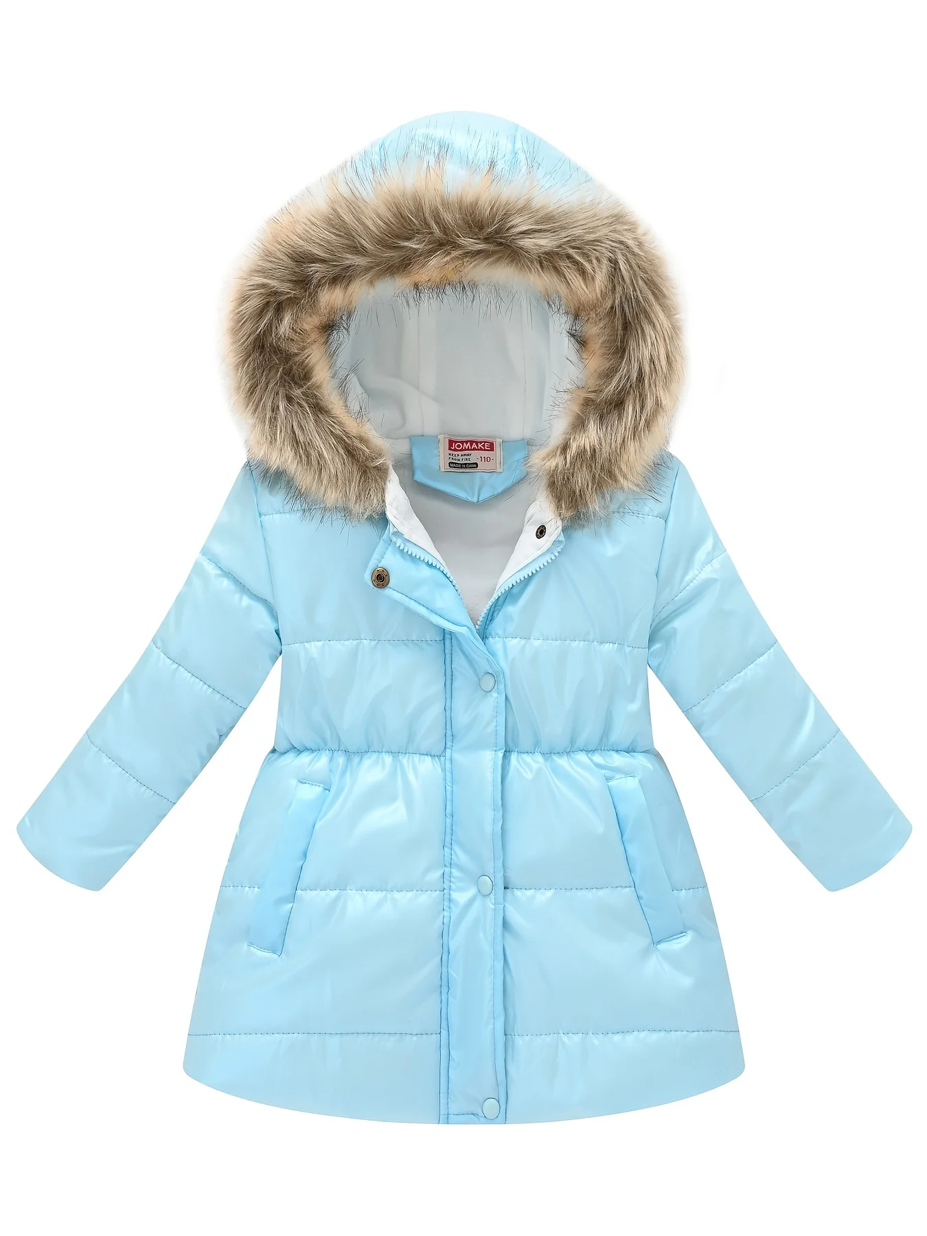 Girls Dressy Cute Thermal Thickened Hooded Jacket, Down Alternative Padded Outwear For Winter