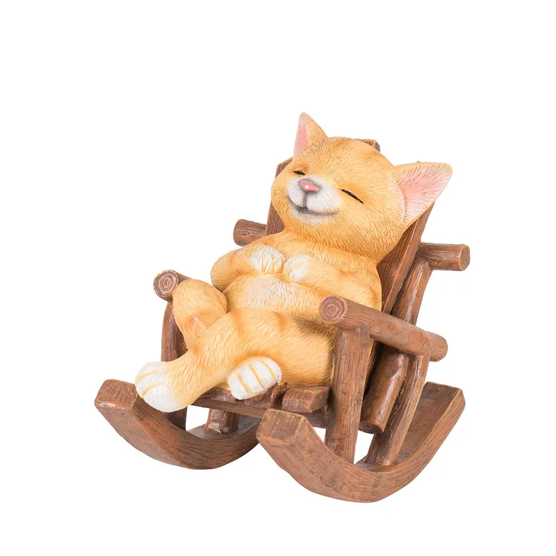 New Model Resin Cat Dog Lie Chair Home Office Healing Desktop Gifts Decorations Animal Resin Ornaments Collectible Figures
