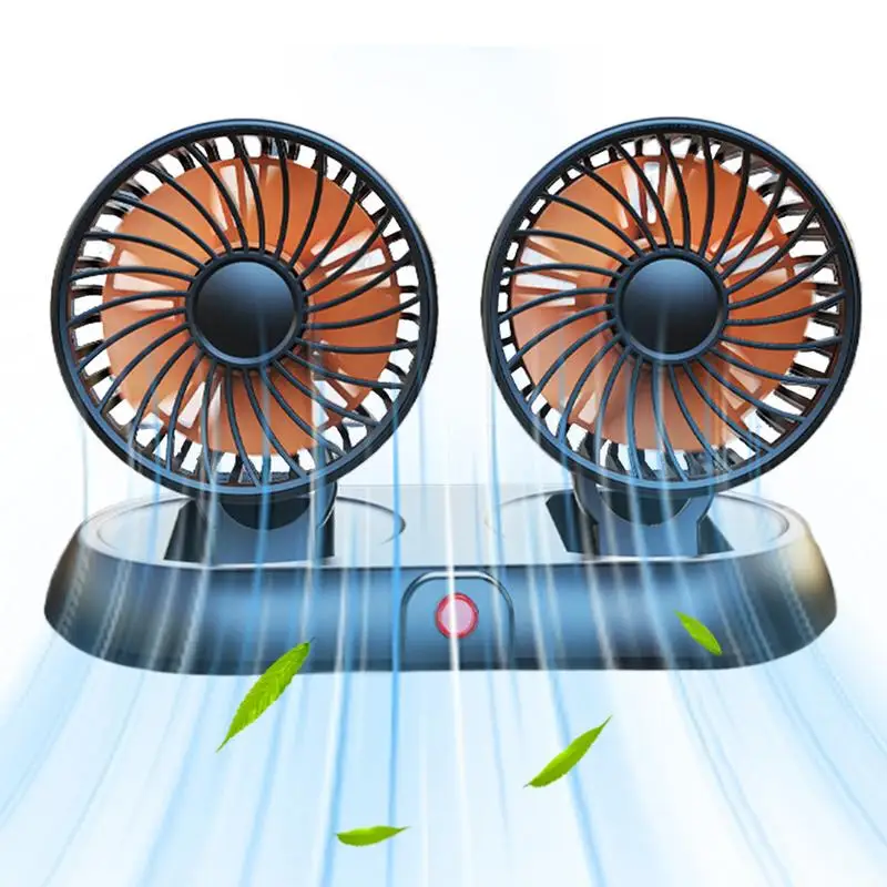 

Portable Fan For Car 3 Speeds Dashboard Double Head Cooler Electric 3-Speed Double Head Low Noise Strong Dashboard Cooling Fans
