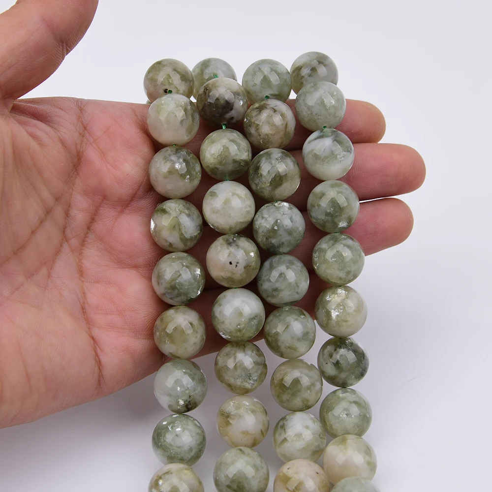 APDGG 15mm Natural Green Lepidolite Emerald Quartz Round Crystal  Loose Beads 15.8
