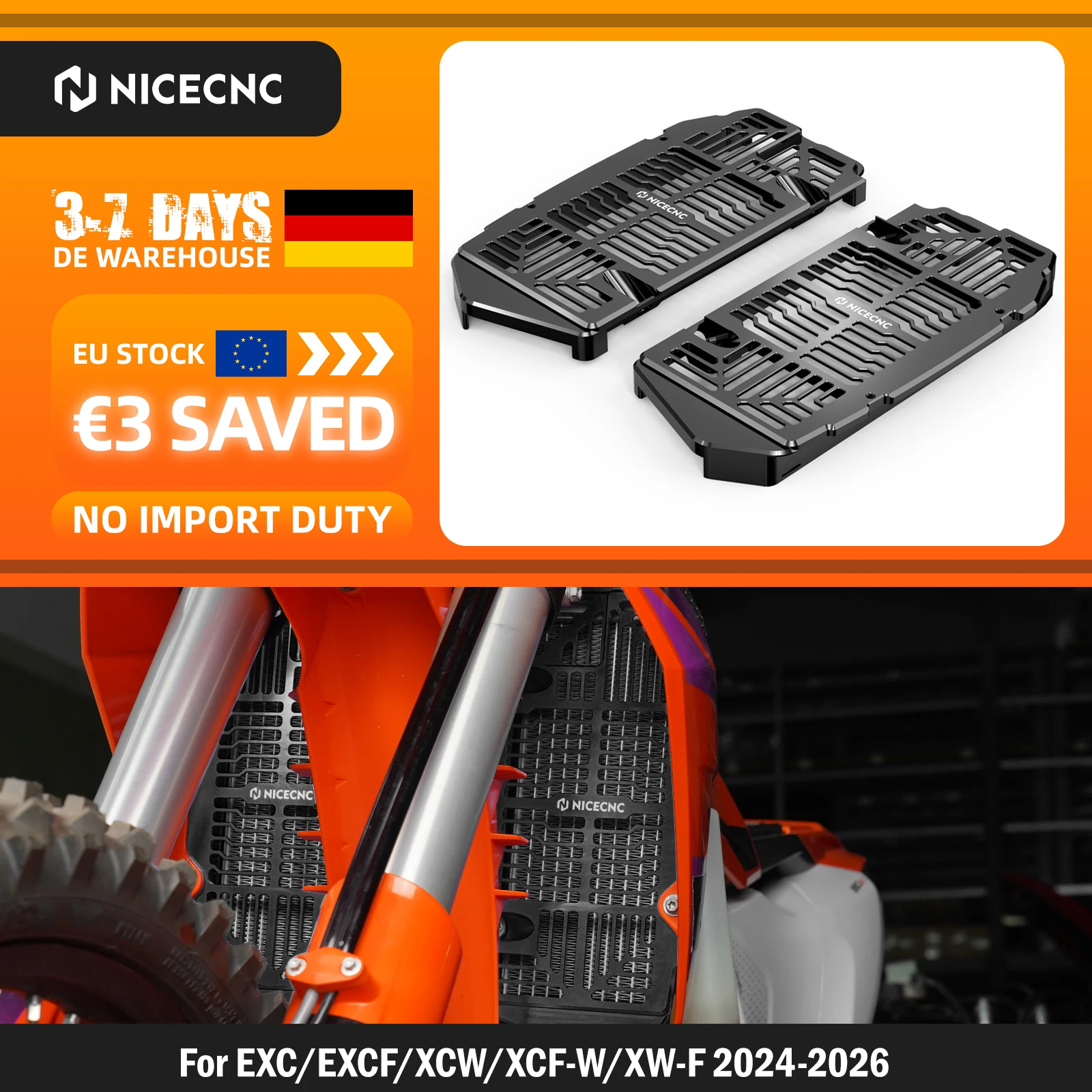 (EU-LAGER) Für KTM EXC 300 EXCF 350 SXF 450 Für Husqvarna TE 300 TE 250 GasGas EC 300 2024 2025 2026 Kühler-Schutzgitter