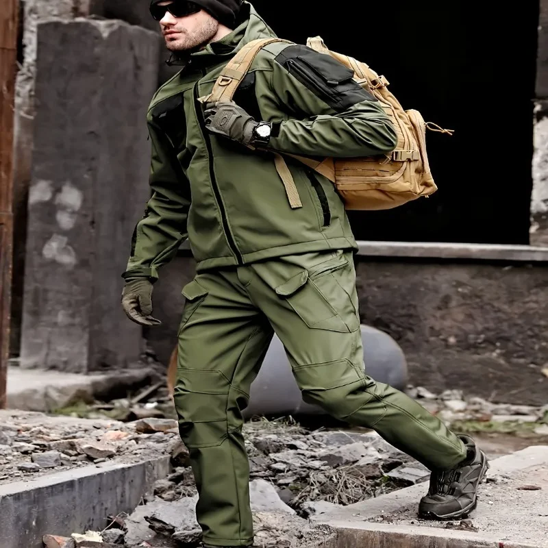 

Тактический комплект для активного отдыха осенью и зимой: флисовая ветрозащитная и износостойкая ткань, идеально подходит для повседневного использования, приключений и работы