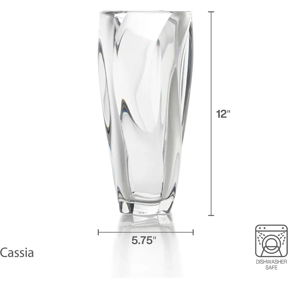 Crystal Glass Vase 12 Inch GREAT GIFT BEAUTIFULLY CRAFTED EASY CARE STUNNING ELEGANCE