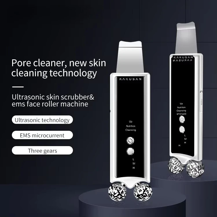 Twin roll sonic facial scrubber ABS skin cleanser to remove blackheads, suitable for US UK AU IT blockage