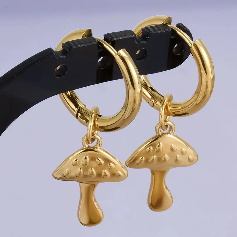 Echt vergoldet Mode Kpop Piercing Schmuck Mädchen Schleife Blume Herz Anhänger Ohrring Edelstahl Creolen für Frauen – Detail 8