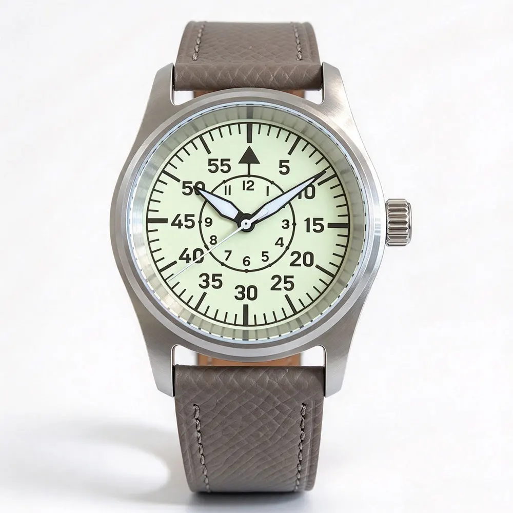 Tandorio 36mm/39mm 20ATM Vintage Pilot Automatic Men Watch For Miyota 8215/Asia 2824 Cream Dial Sapphire Glass Lume Wristwatch