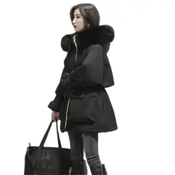 2024 Fashion Long Down Coat Wool Liner Hooded Parkas Slim Fur Collar Jacket Warm Snow Wear Padded Tops S-XL Winter Women Parka