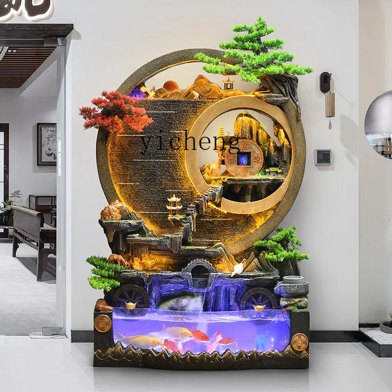 

TWR rockery water curtain wall flowing water landscape fish tank decoration circulating water screen ornament