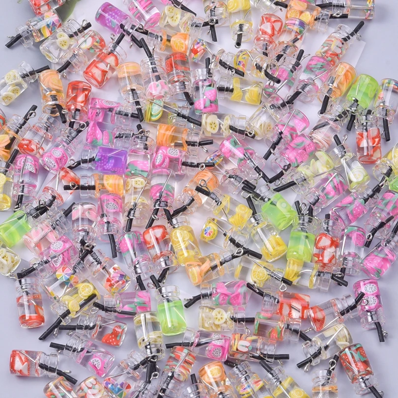 10/20Pcs Mix Random Beverage Bottles Milk Tea Cup Charms Finding Handamde Cute Resin Star Drinks Pendant For Jewelry Making Bulk