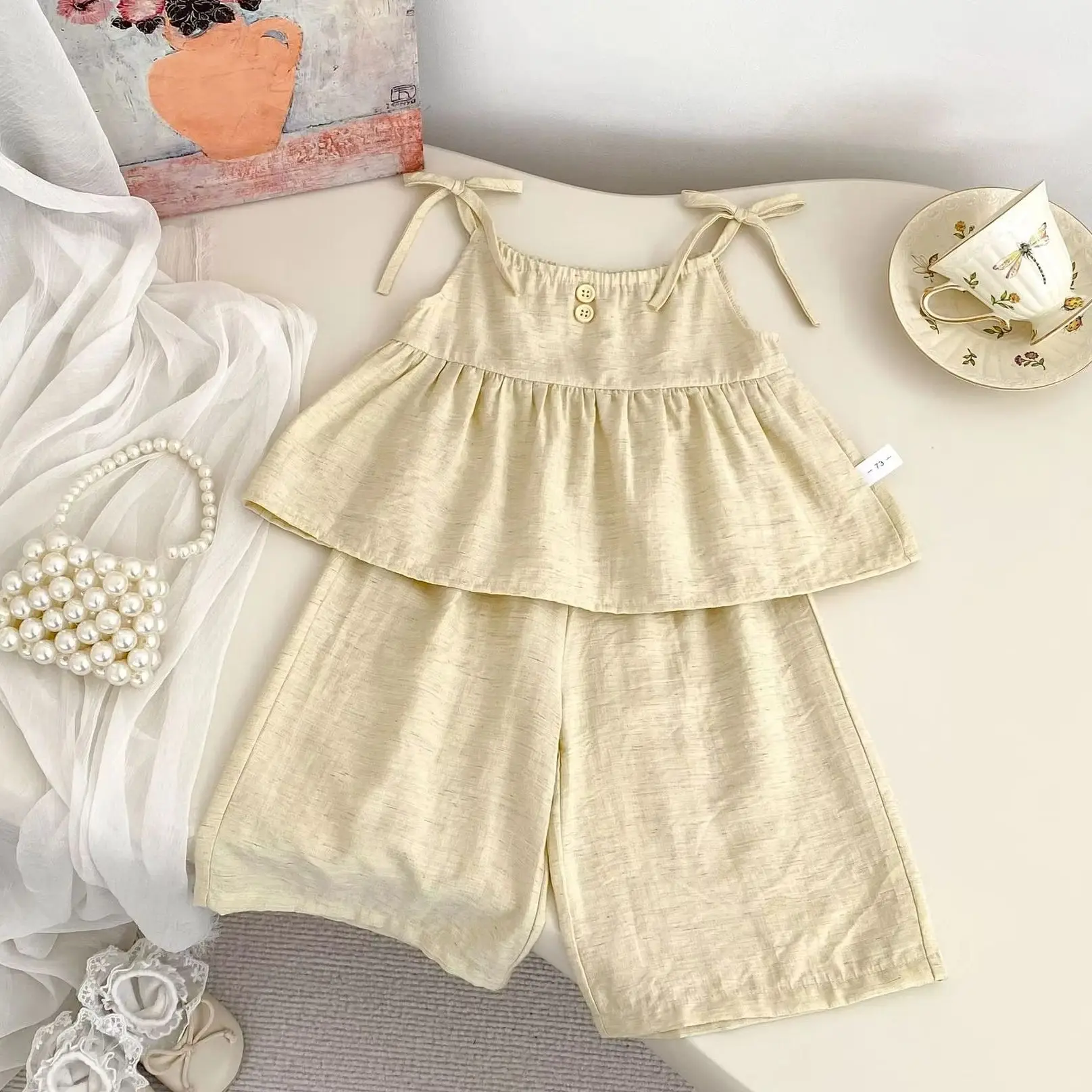 

2025 newBaby Girls Outfits Clothes summer new simple design cotton Princess Cute Toddler Costume Fashion Top+Trousers Sets 2pcs