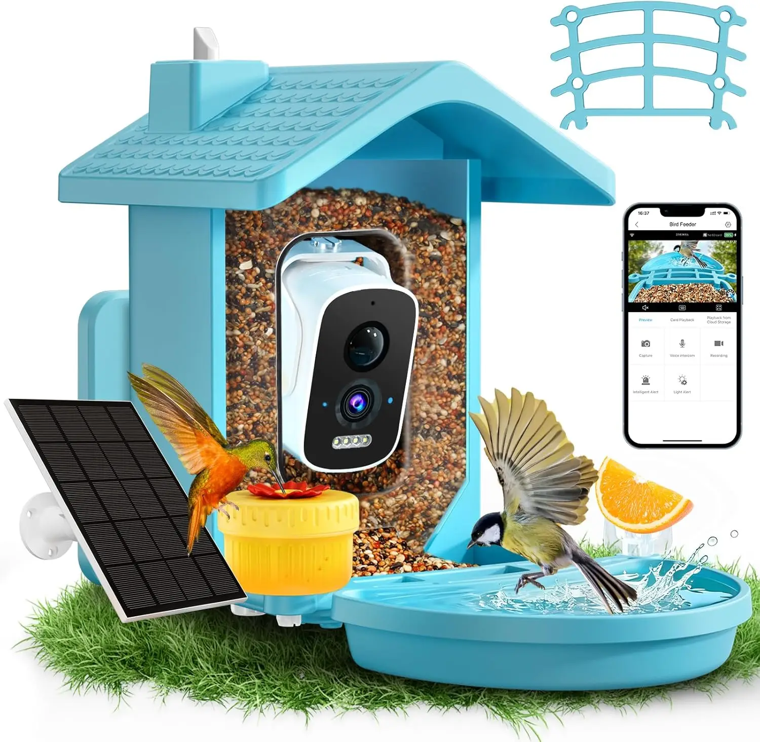 

Smart Bird Feeder with Camera, Solar Powered, AI Species ID, 2.5K HD Video, Weatherproof Gift for Bird Lovers