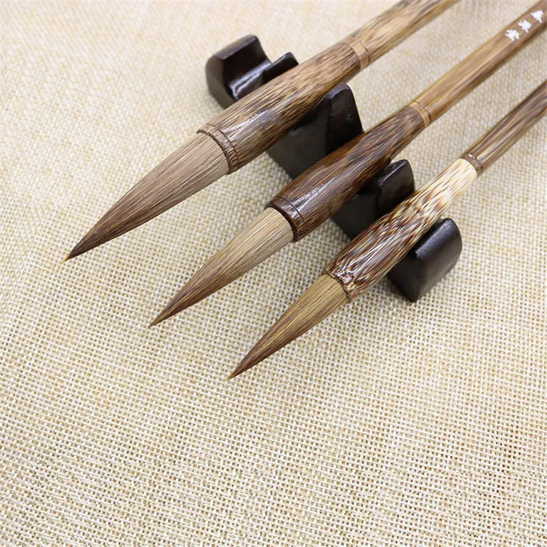 EZONE Writing Brush Calligraphy Practice Bamboo Penholder Wolf Hair Brushes Student Stationery for School Office Art Supplies