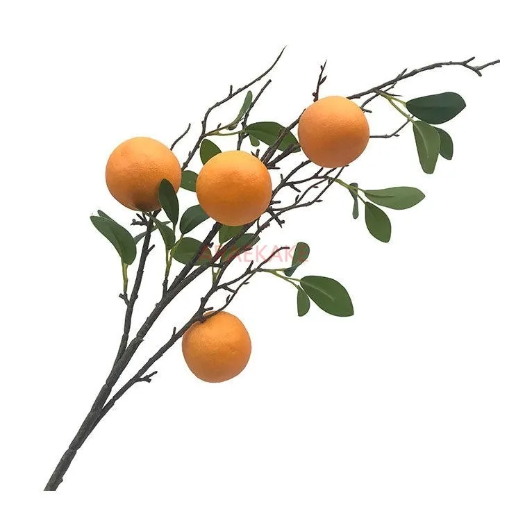 1PCS Imitation of real and fake oranges with branches and leaves, orange model, fruit shop window decoration