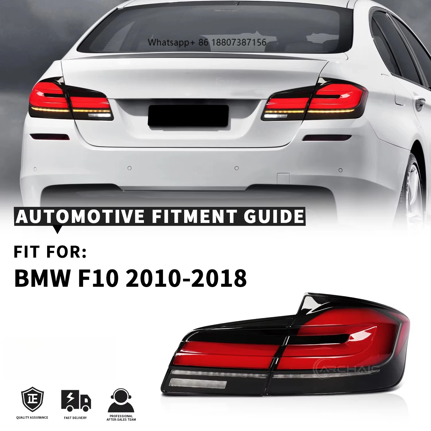 

Archaic New Full LED Taillight for 5 Series F10 2010-2018 Plug and Play Waterproof forSmoke Lens PC+ABS Retrofit Upgrade Parts