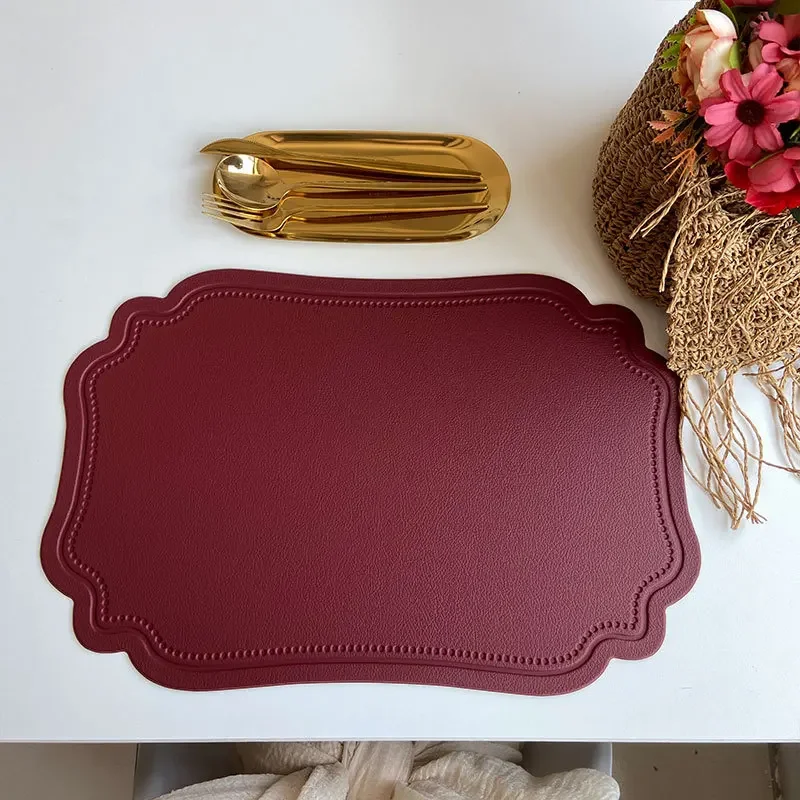 Irregular Tableware Pad Placemat Table Mat for Kitchen Dining Nordic Imitation Leather Insulation Waterproof Non-Slip Place Mats