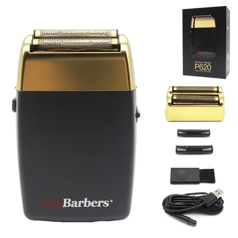 11000 RPM POP Barbers P620 Professional Electric Men's Beard Trimmer Double Foil Shaver Electric Shaver USB Hair Cutting Machine image 3