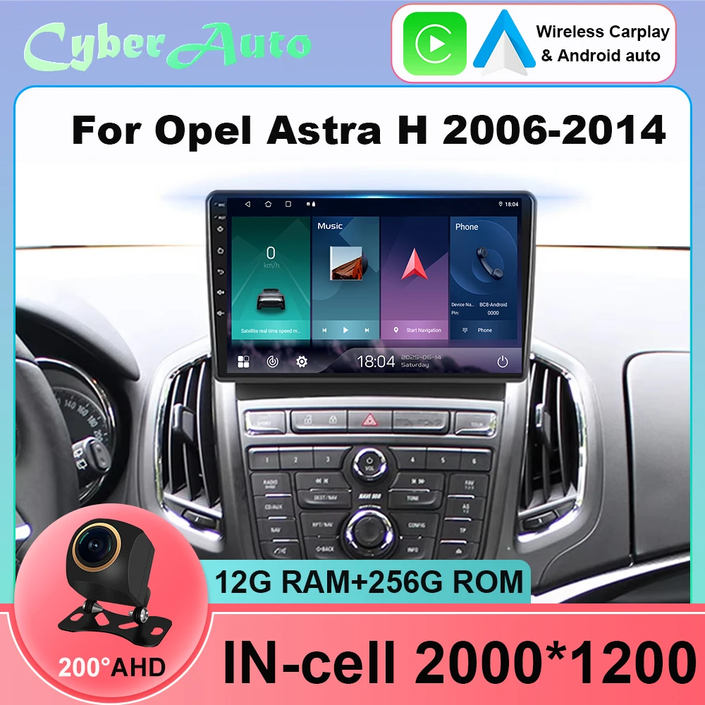 Android 15 Carplay Auto For Opel Astra H 2006 2007 2008 - 2014 Car Radio GPS Navigation Video Player 2 Din Stereo DVD Multimedia