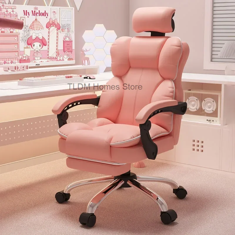 

Aesthetic Low Price Kawaii Office Chair Back Cushion White Luxury Girls Gaming Chair Office Furniture