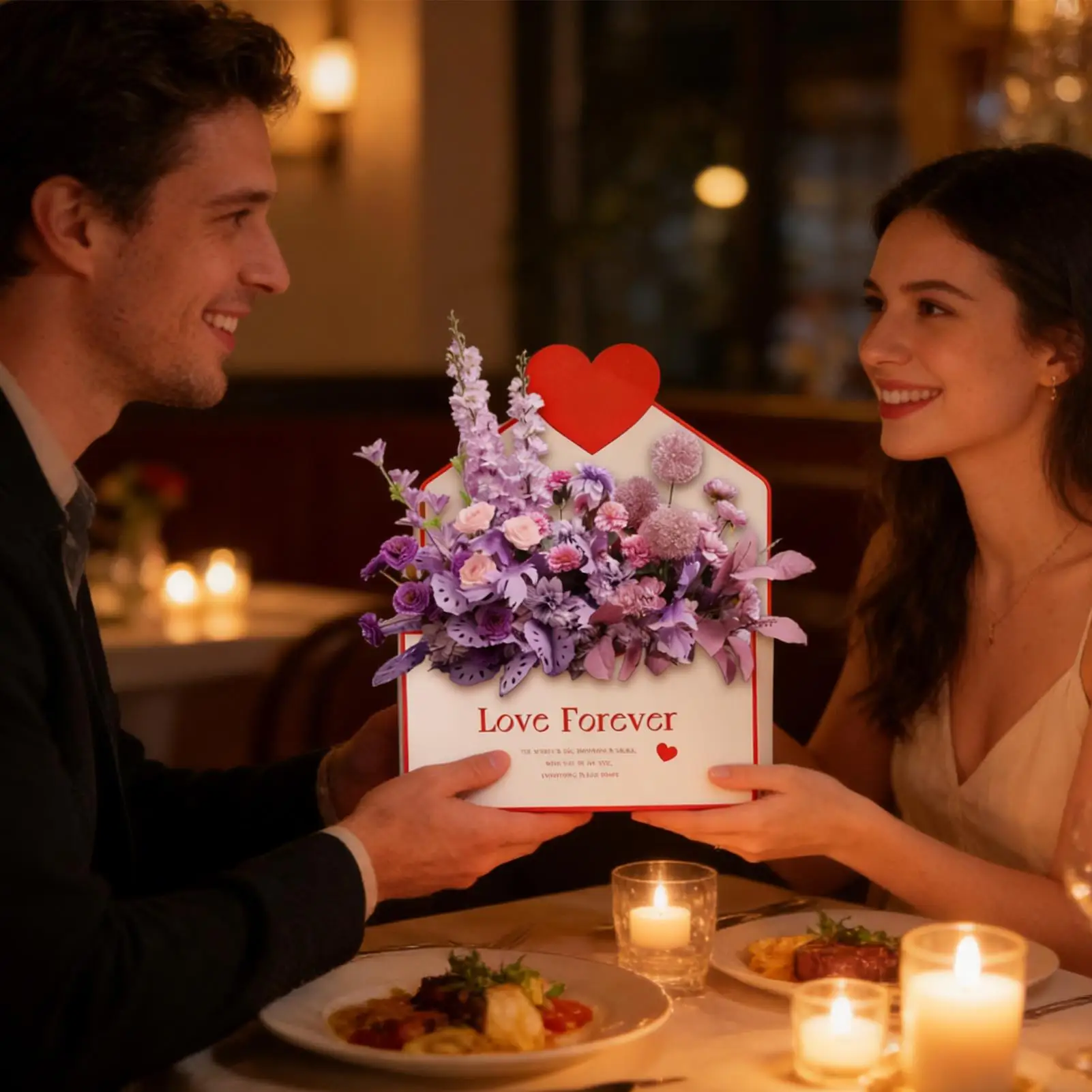 10 Pieces Valentine's Day Flower Envelope Box Set Romantic Heart Pattern Decor Wedding Floral Envelope Gift Box for Kids Family