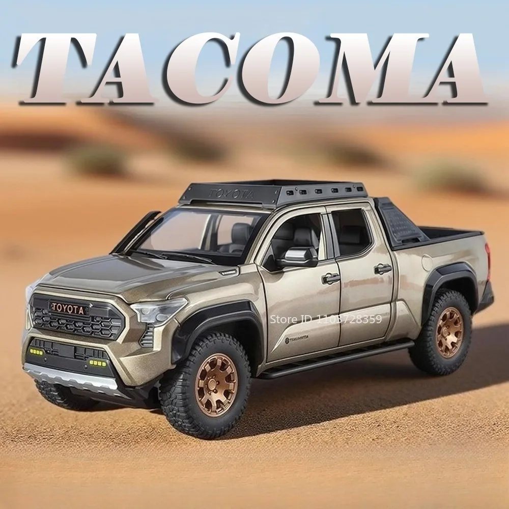 

1:24 Tacoma Prado Miniature Toy Model Cars Alloy Diecast Off-road Vehicles Sound Light Doors Opened Pull Back for Children Gifts