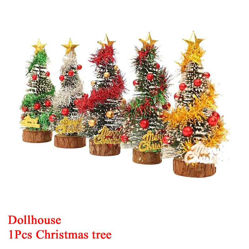 1/12 Dollhouse Mini Christmas Tree Cedar Tree Model Dollhouse Xmas Scene Decor Ornament Doll House Festival Decoration Toys