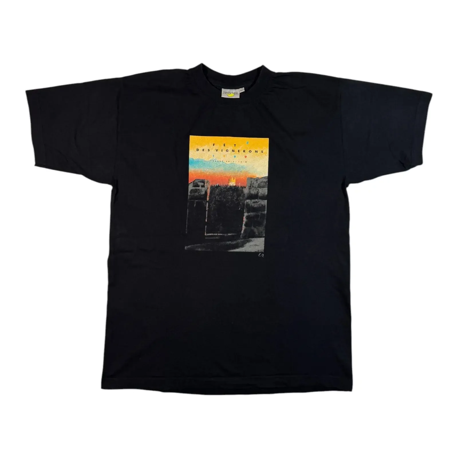 Vintage 1999 Fête Des Vignerons T shirt Authentic Retro Festival Souvenir Black L vintage Washed Stylish Unisex Comfortable