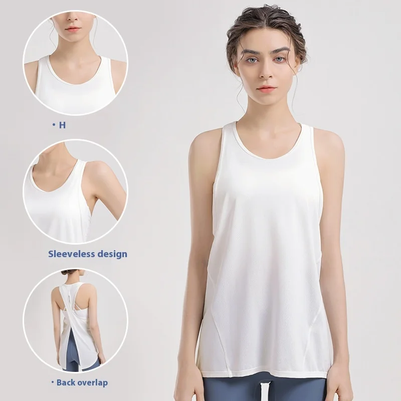 2024 Women's New Sports Tank Top Loose Cover Hip Slim Yoga Tops Summer Thin Training Fitness Coverups