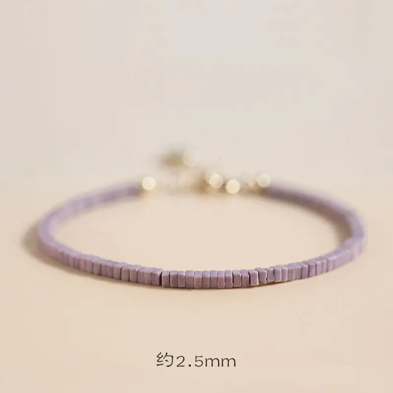 Extra Fine Purpurite Pastel Bracelet Vintage Love Manifestation Bead for Women Niche Healing Crystal Minimalist Energy Jewelry