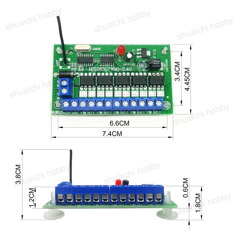 Système de contrôle radio pour modèle de robot de voiture jouet, télécommande bricolage, carte récepteur, distance de contrôle de 2.4 m, 500G, 10CH, 6V-12V, 1 ensemble