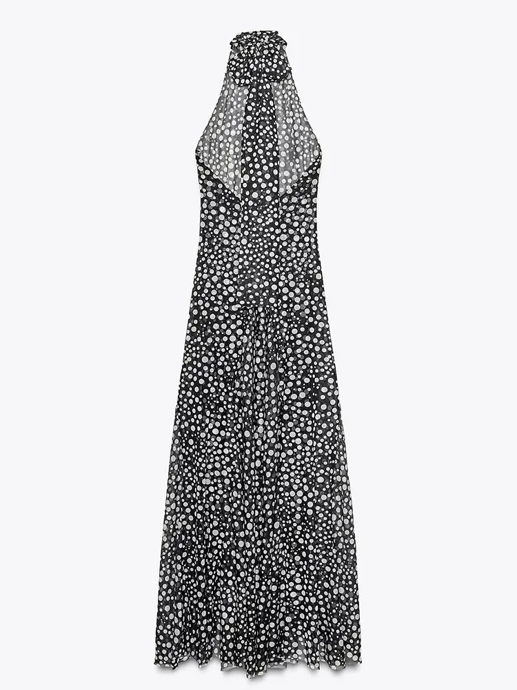 ฤดูร้อนมาถึงใหม่ ZA2025 Ele Bal Polka Dot แขวน Ne ยาว Dr Ladylike ชุดผู้หญิง Treetting Faion