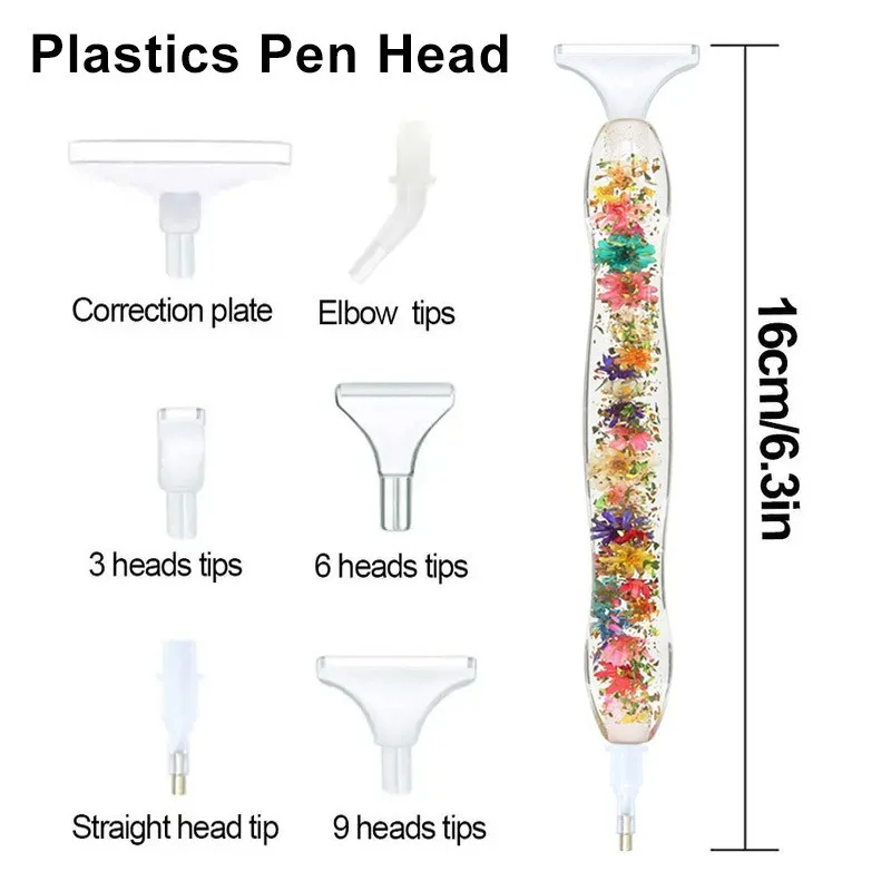 1set Flower Design Resin 5D Diamond Painting Pen, Colorful Point Drill Pen with 6 Heads DIY Arts Crafts Handmade Accessories - view 6