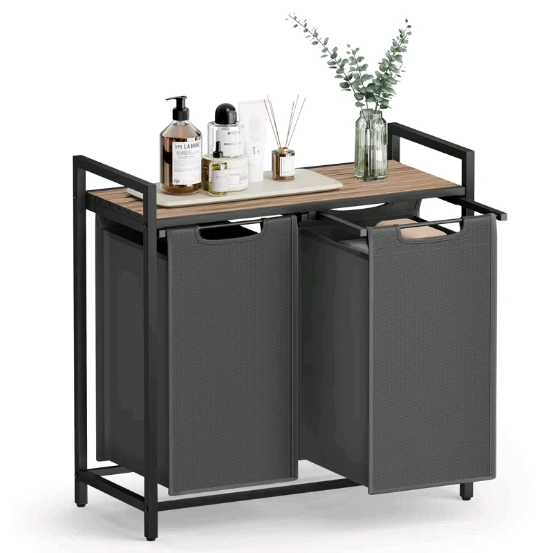 

！@Combohome Wood 2 Removable 12.1-Gallon Liners Laundry Hamper