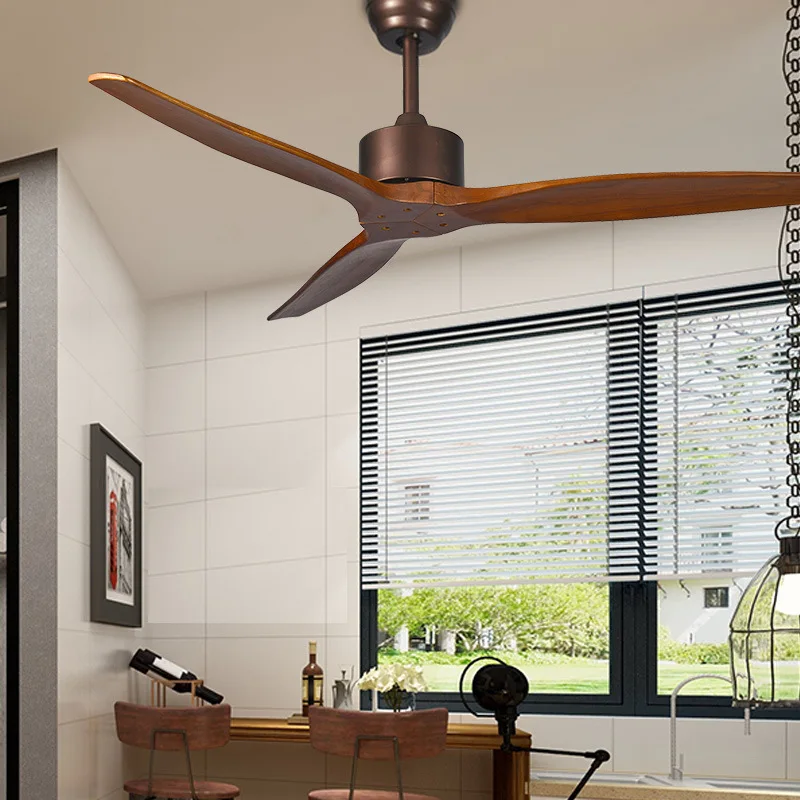 Natural Wooden Ceiling Fan with Remote Control 42/52/60 Inch Modern Ceiling Fans Decorative Living Dining Room Bedroom Ceiling F