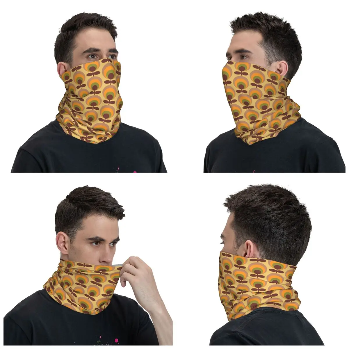 Orla Kiely Bandana Neck Warmer Men Women Winter Ski Tube Scarf Gaiter Scandinavian Flowers Multi Stem Face Cover