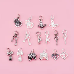 S925 Sterling Silver DIY Accessory Vintage Key Butterfly Christmas Bell Tag Pendant Hand-beaded material accessories
