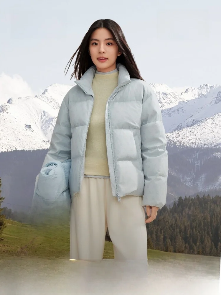 

Обновленная зимняя женская повседневная утепленная куртка-пуховик с воротником-стойкой Bosideng: модная городская модель для отдыха