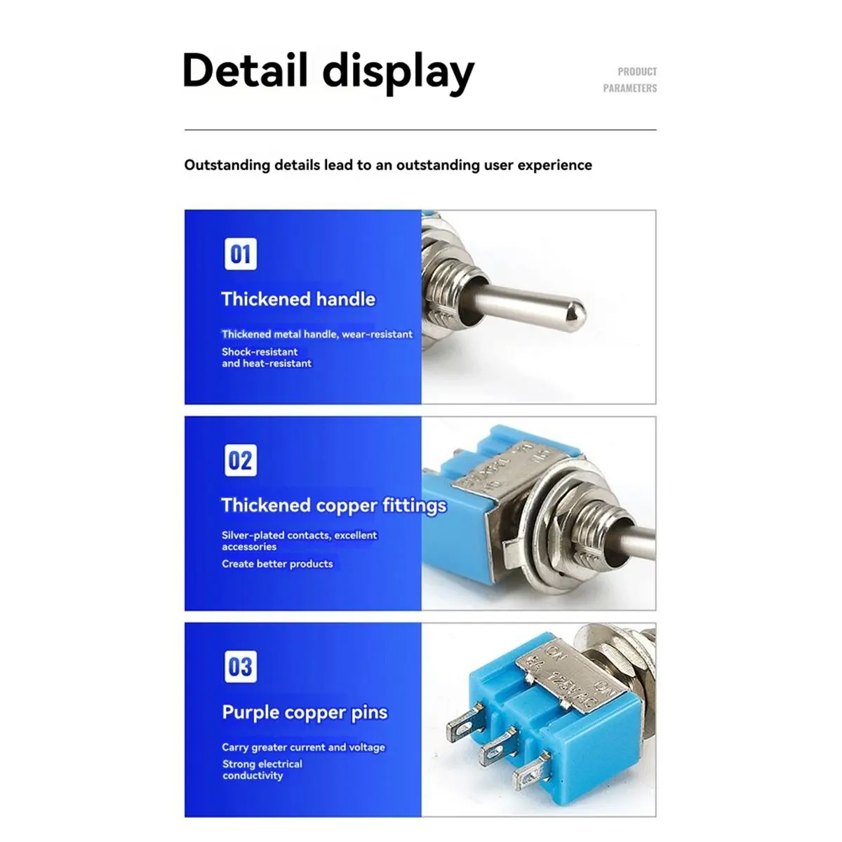 Digital Essentials 10Pcs -202 SPDT Mini Toggle Switch 6A 125VAC on-on Miniature Toggle Switch 3Pin 2 Position Latching Waterproo