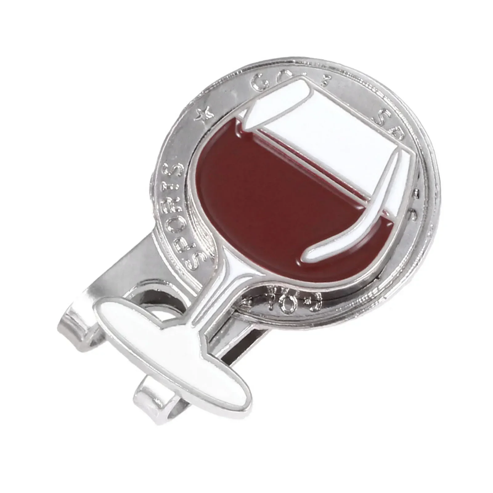 1Pc Alloy Red Wine Glass Cup Pattern Magnetic Golf Hat Clip Fastener With Golf Ball Aiming Marker Tool On Cap Visor Golfer Gifts