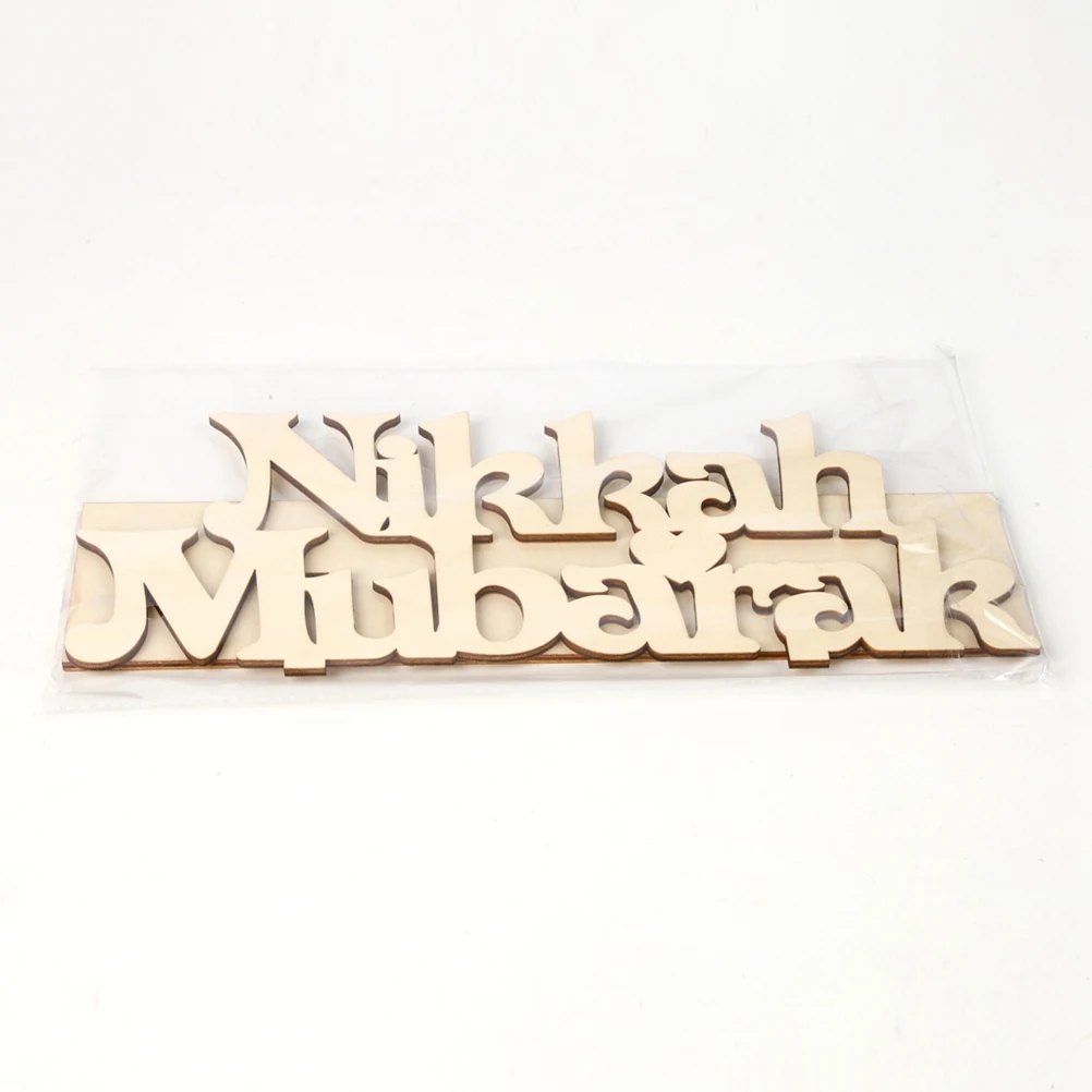 

Wooden DIY Nikkah Mubarak Ornament High Durability Natural Furnishing Decoration Photo Prop Festival Craft