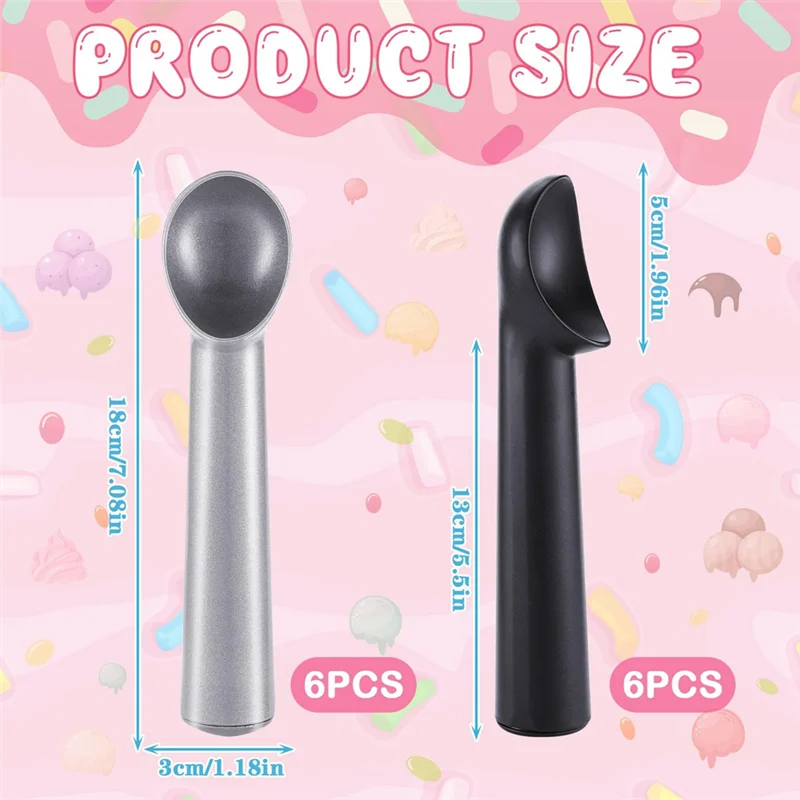 

A26F-Nonstick 12 Pcs 7 Inch Ice Cream Scoop Aluminum Design Dessert Spoon Anti-Freeze Ice Cream Scooper