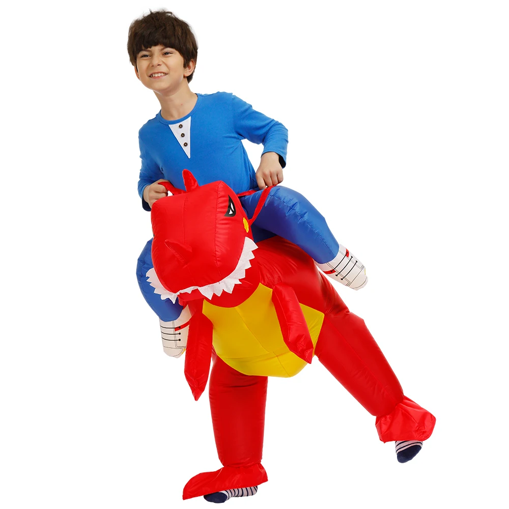 Disfraz de dinosaurio inflable para adultos y niños, tiranosaurio divertido, adecuado para fiesta de Carnaval de Halloween, juego de rol