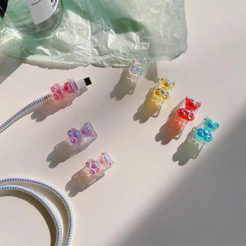Bear Cute Cable Protector Cartoon USB Charger Protector Cable Organizer Data Line Cord Cable Winder Cover For Android