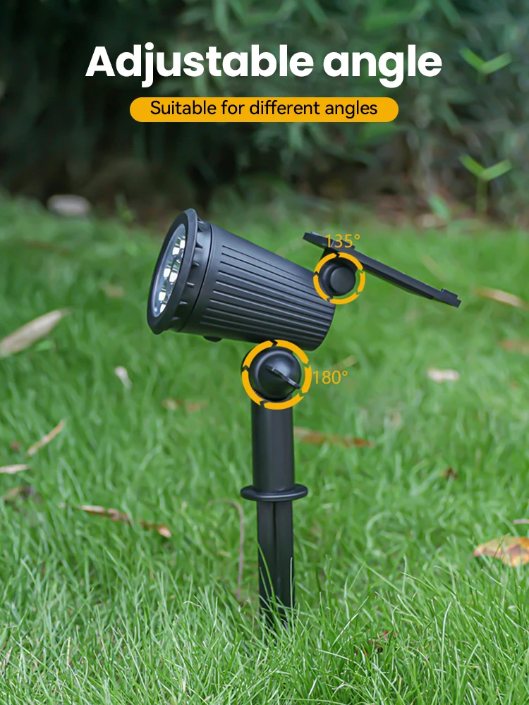 New 9 LED Solar Spotlights Outdoor IP65 Waterproof Brightness Adjustable Spot Light Garden Backyard Driveway Patio Decor Lamp