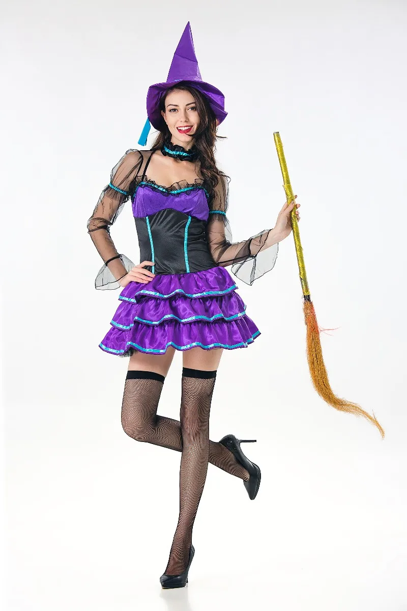F1843 Women's Adult Purple Witch Halloween Costume
