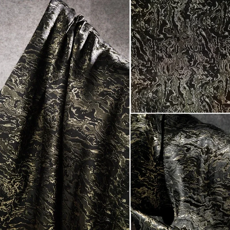 Gilded Retro Gold Lava Plain Weave Jacquard Fabric  Chinese Style Hanfu Pants  Qipao Clothing Designer Fabric