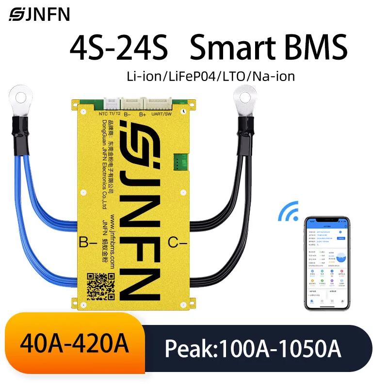 

ANT Smart BMS 2026 New Upgrade with 7S-32S LiFePO4/LFP/Li-ion Packs 12V-72V 40A-420A Bluetooth Mobile App BMS UART-TTL RS485 CAN