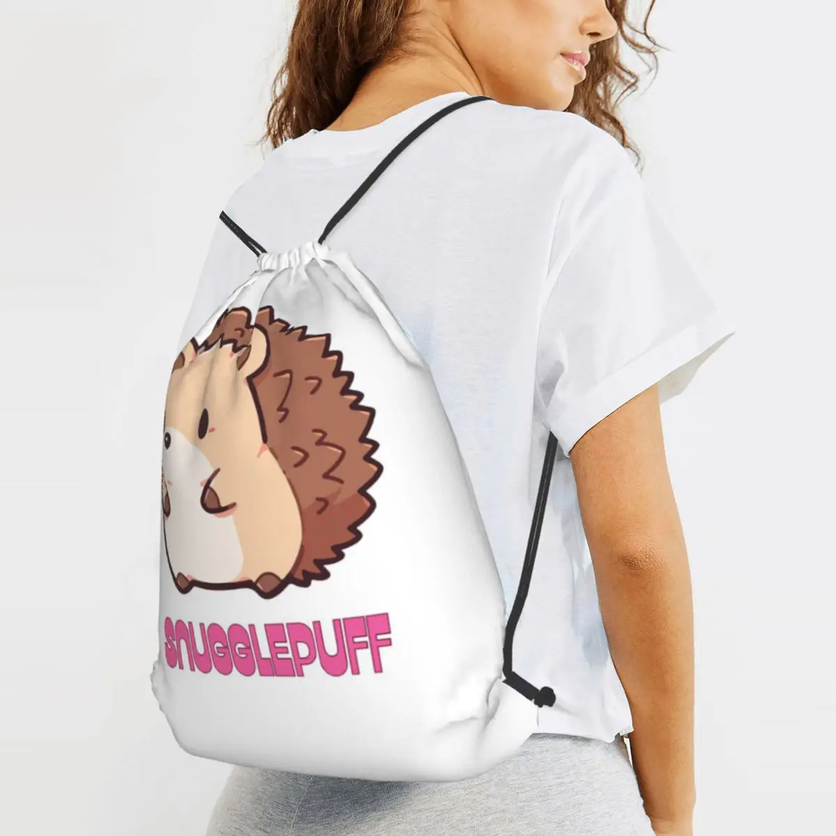 Snugglepuff (Hedgehog) Backpacks Fashion Drawstring Bundle Pocket Sports Bag Book Bags for Man Woman School