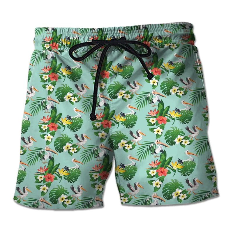 Pelican Graphic Beach Shorts para homens, calças curtas de férias havaianas fofas, surfe Bird Beach Shorts, roupas Pelecanidae Bermudas