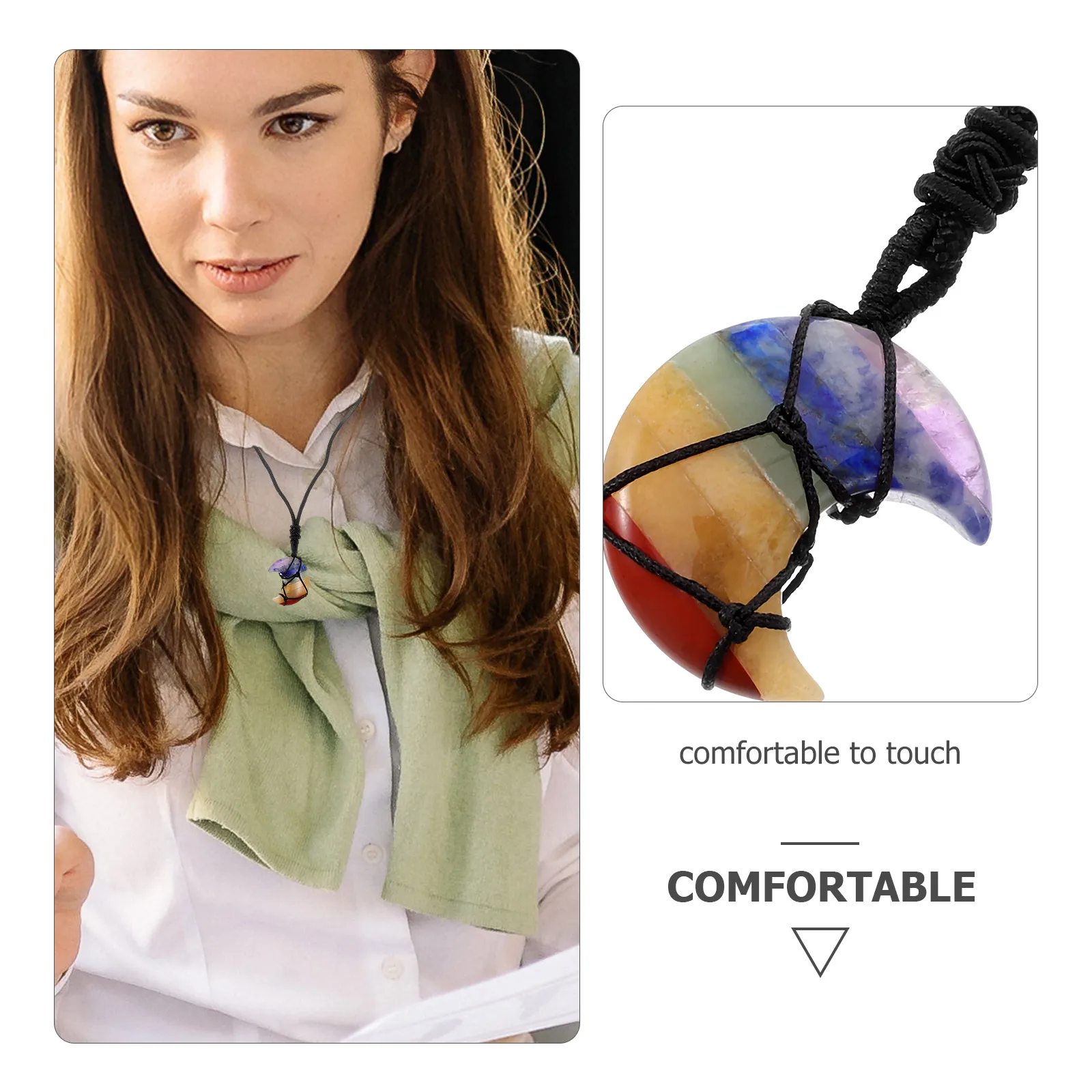 

Colorful Crystal Necklace Moon Jewelry for Women Pendant Manual Crystals Rope Delicate Necklaces