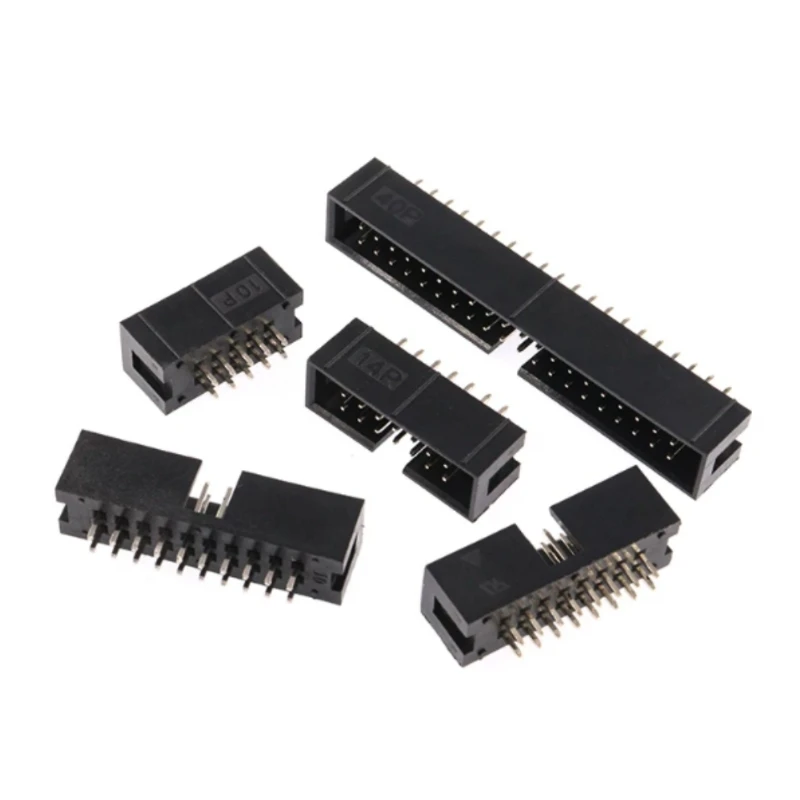 10PCS DC3 Straight Pin 2.54mm Pitch 6P~50Pin IDC Male Socket Pin Header Connector PCB Double-Spaced Header Connectors